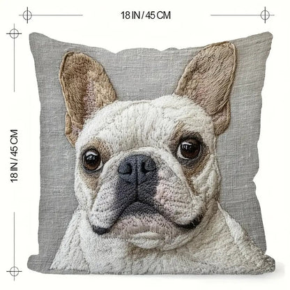Comfy Double-Sided Printed Pillow Cover White French Bulldog