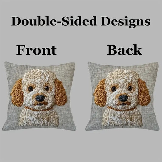 Comfy Double-Sided Printed Pillow Case White Cavoodle Cockapoo