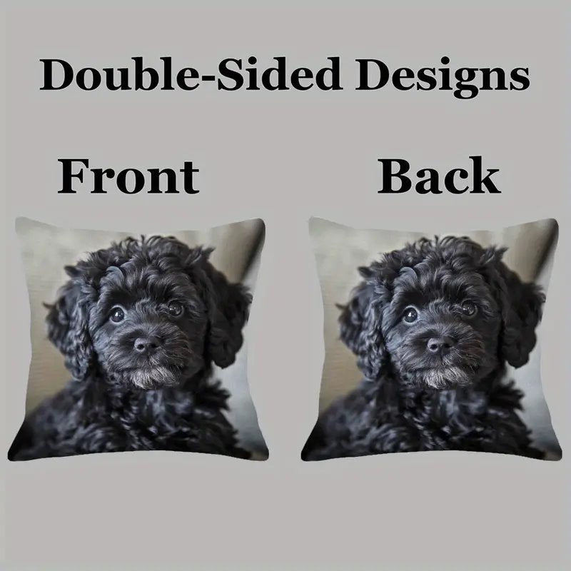 Comfy Double-Sided Printed Pillow Cover Black Cockapoo Cavoodle Labradoodle