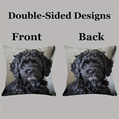 Comfy Double-Sided Printed Pillow Cover Black Cockapoo Cavoodle Labradoodle