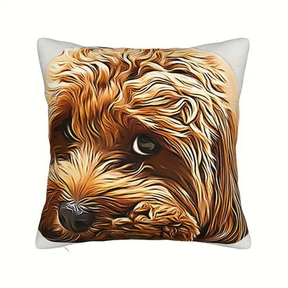 Comfy Flat Printed Pillow Cover Brown Cavapoo