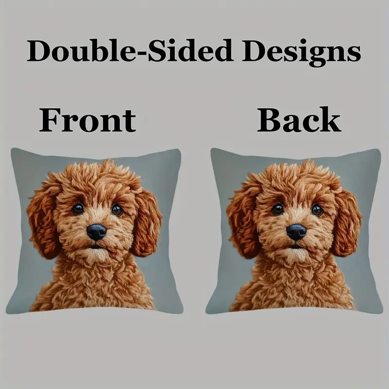 Comfy Flat Printed Pillow Cover Brown Cavoodle Labradoodle