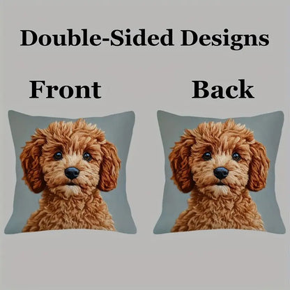 Comfy Flat Printed Pillow Cover Brown Cavoodle Labradoodle