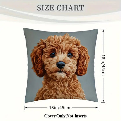 Comfy Flat Printed Pillow Cover Brown Cavoodle Labradoodle