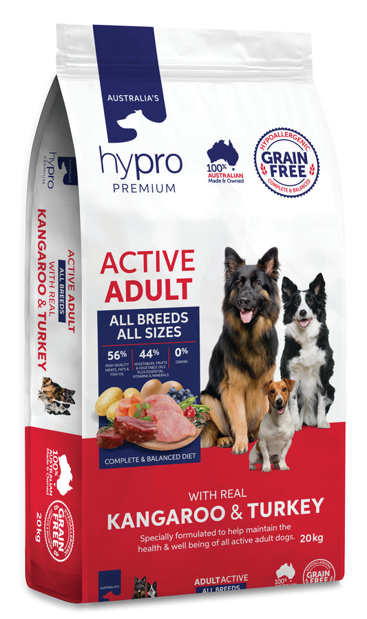 Hypro Premium Grain Free Kangaroo & Turkey Active Adult Dry Dog Food