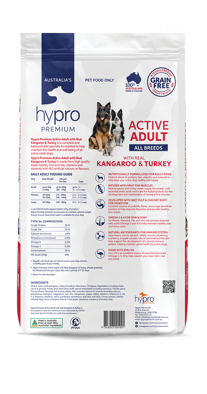 Hypro Premium Grain Free Kangaroo & Turkey Active Adult Dry Dog Food