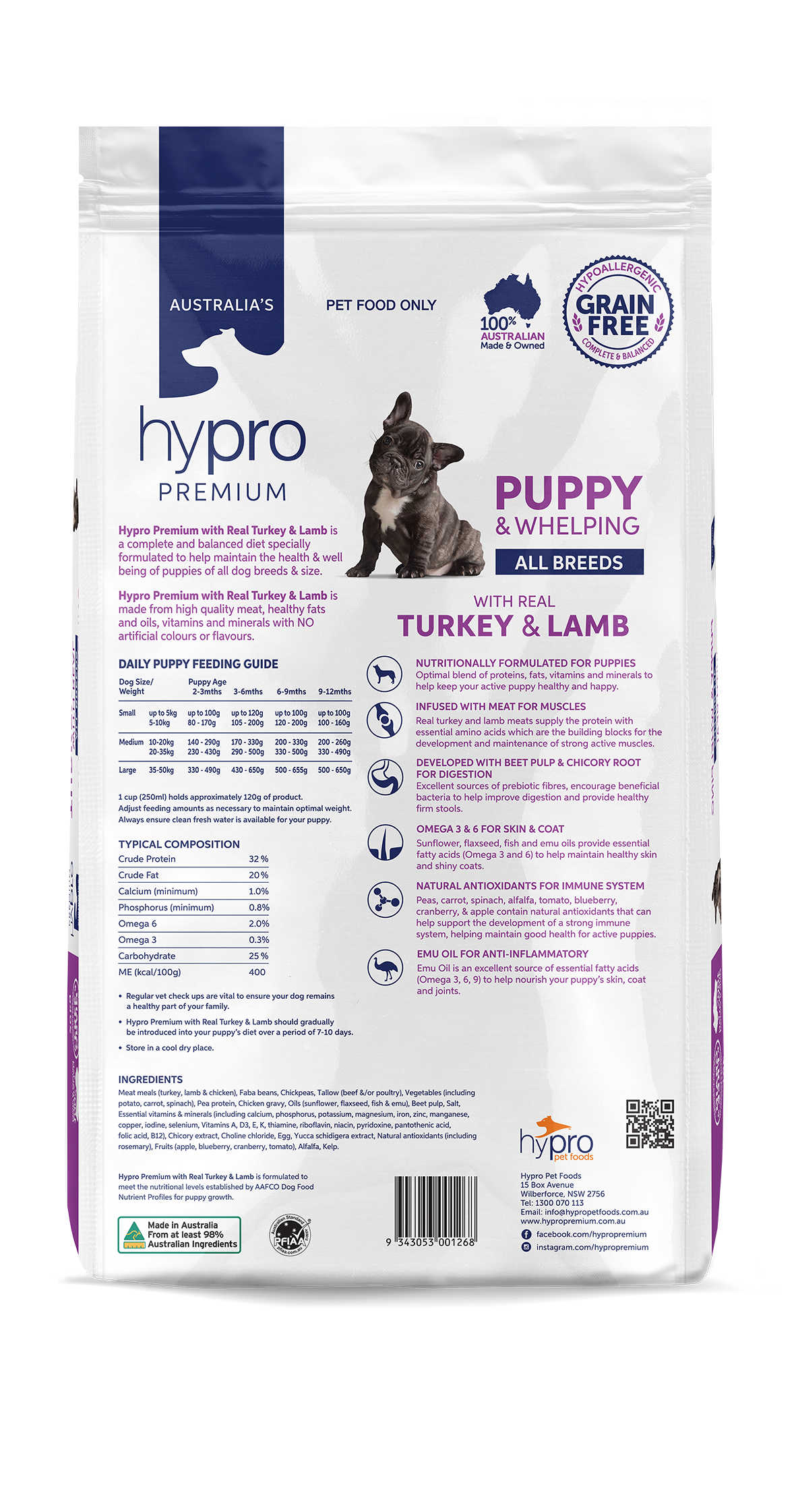 Hypro Premium Grain Free Turkey & Lamb Puppy & Whelping Dry Dog Food