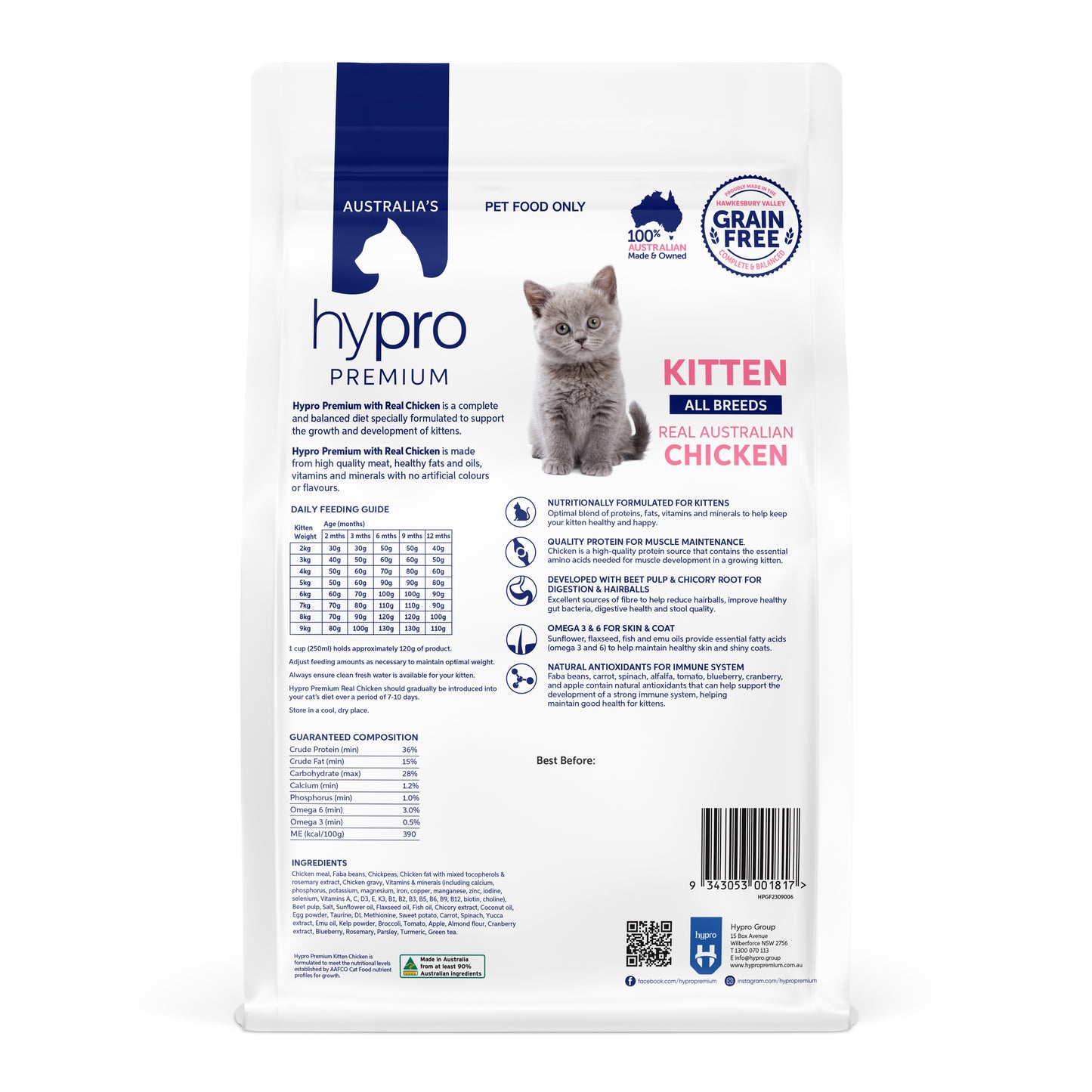 Hypro Premium Kitten Grain Free All Breeds Dry Cat Food Chicken