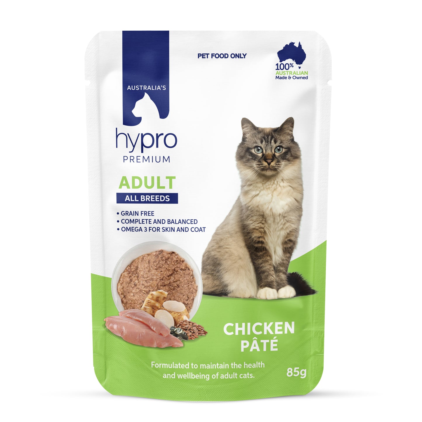 Hypro Premium Adult Grain Free All Breeds Wet Cat Food Chicken Pate