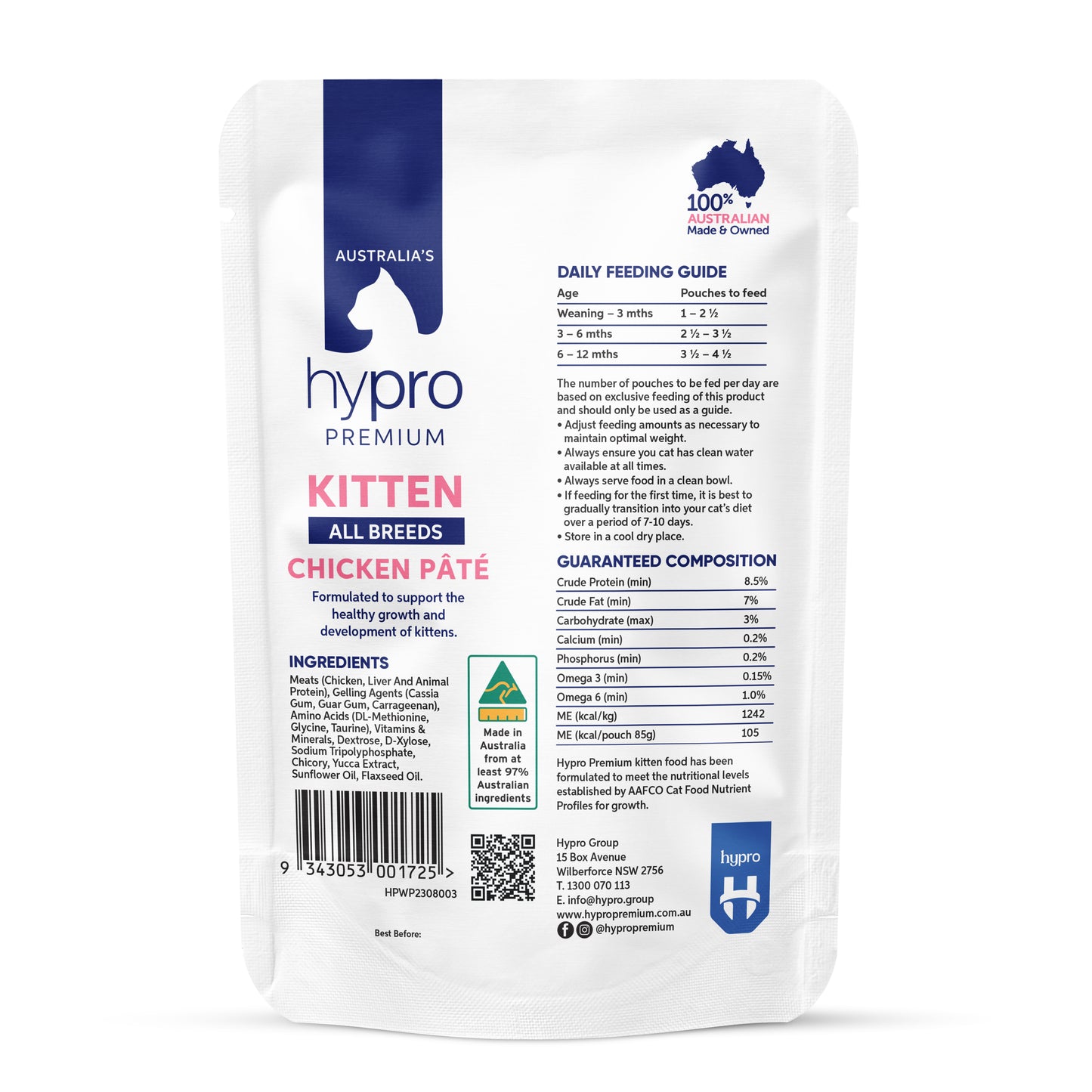 Hypro Premium Kitten Grain Free All Breeds Wet Cat Food Chicken Pate