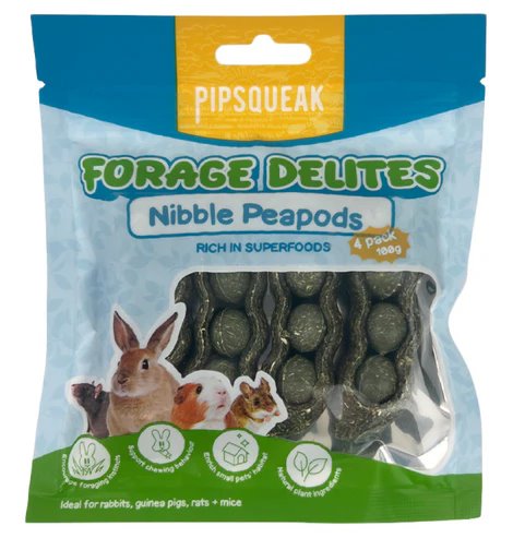 Pipsqueak Forage Delites Nibble Peapods (4pk/100g)