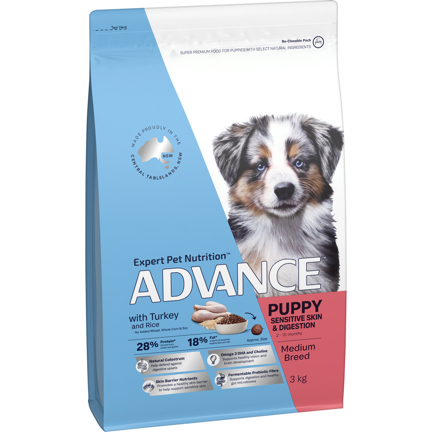 Advance Puppy Medium Breed Sensitive Skin & Digestion Turkey with Rice Dry Dog Food