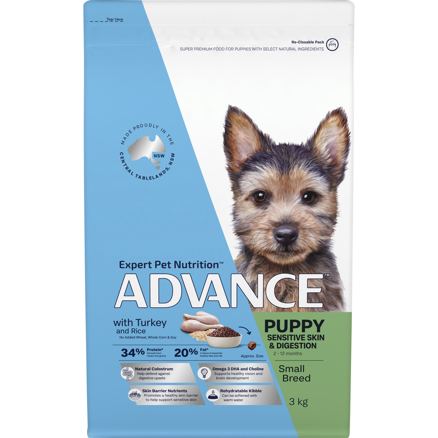 Advance Puppy Small Breed Sensitive Skin & Digestion Turkey with Rice Dry Dog Food
