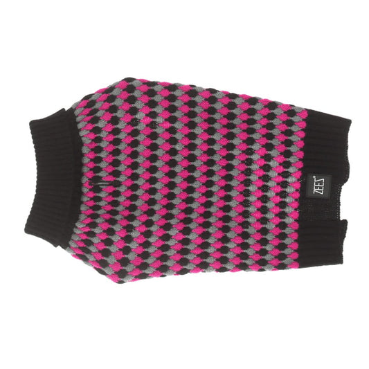Zeez Knitted Sweater Pink/Grey Diamond