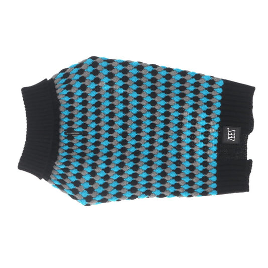 Zeez Knitted Sweater Teal/Grey Diamond