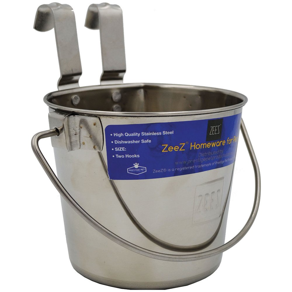 Zeez Stainless Steel Flat Sided Bucket Pail w/ Hooks (946mL)