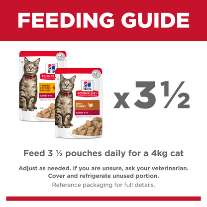 Hill's Science Diet Adult Poultry Selection Variety Pack (6 Chicken & 6 Turkey) Wet Cat Food Pouches 12x85g