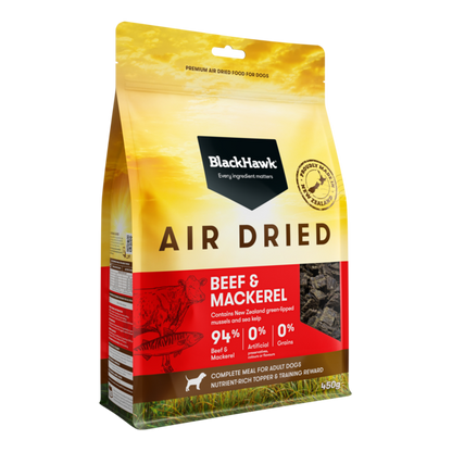 Black Hawk Adult Dog Air Dried All Breeds Beef & Mackerel Dry Dog Food