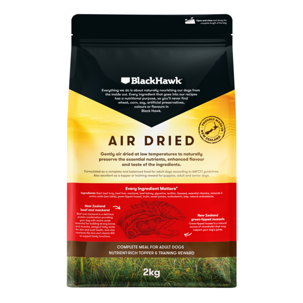 Black Hawk Adult Dog Air Dried All Breeds Beef & Mackerel Dry Dog Food
