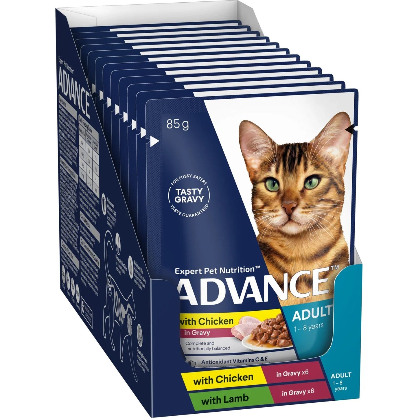 Advance Adult Wet Cat Food Chicken & Lamb in Gravy Multipack