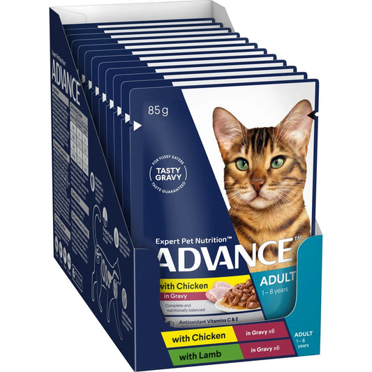 Advance Adult Wet Cat Food Chicken & Lamb in Gravy Multipack