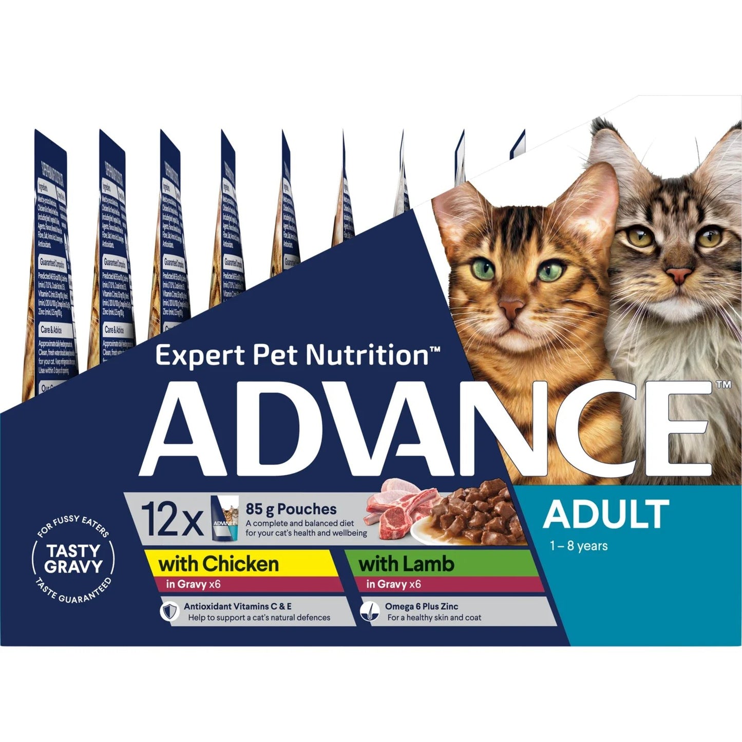Advance Adult Wet Cat Food Chicken & Lamb in Gravy Multipack