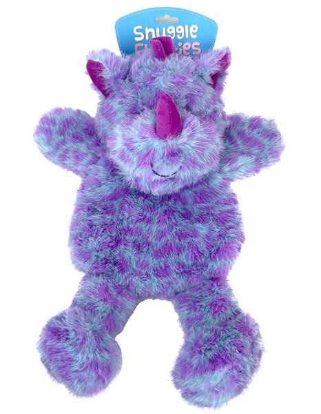 Snuggle Flatties Blue/Purple Rhino Dog Toy