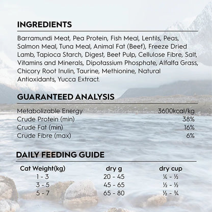 Trilogy Adult Australian Barramundi with Pacific Island Tuna + Freeze Dried New Zealand Lamb Dry Cat Food
