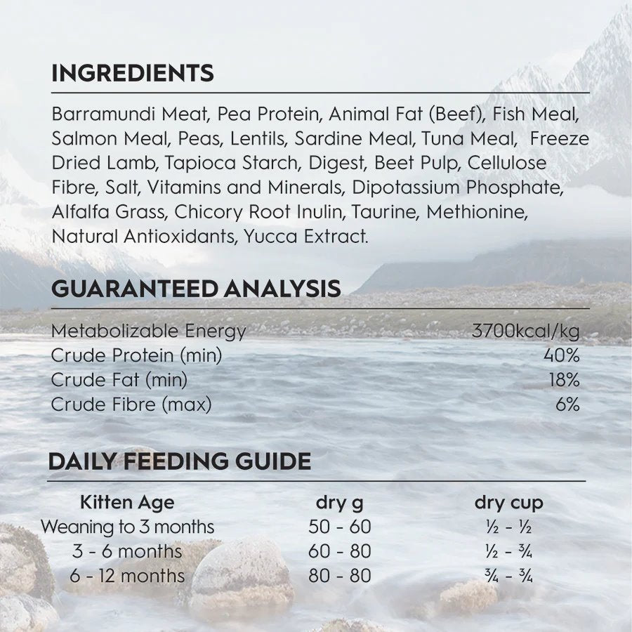 Trilogy Kitten Australian Barramundi with Pacific Island Tuna + Freeze Dried New Zealand Lamb Dry Cat Food