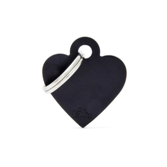 My Family Basic Heart Black ID Tag