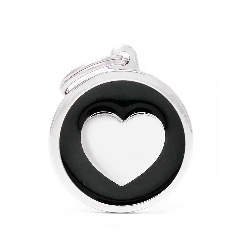 My Family Classic Heart Black ID Tag