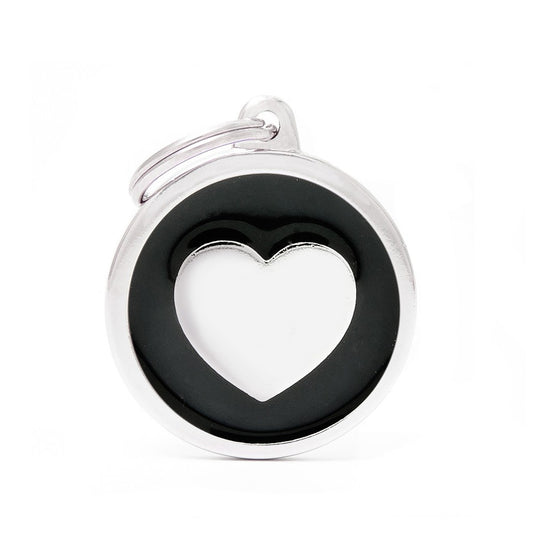 My Family Classic Heart Black ID Tag