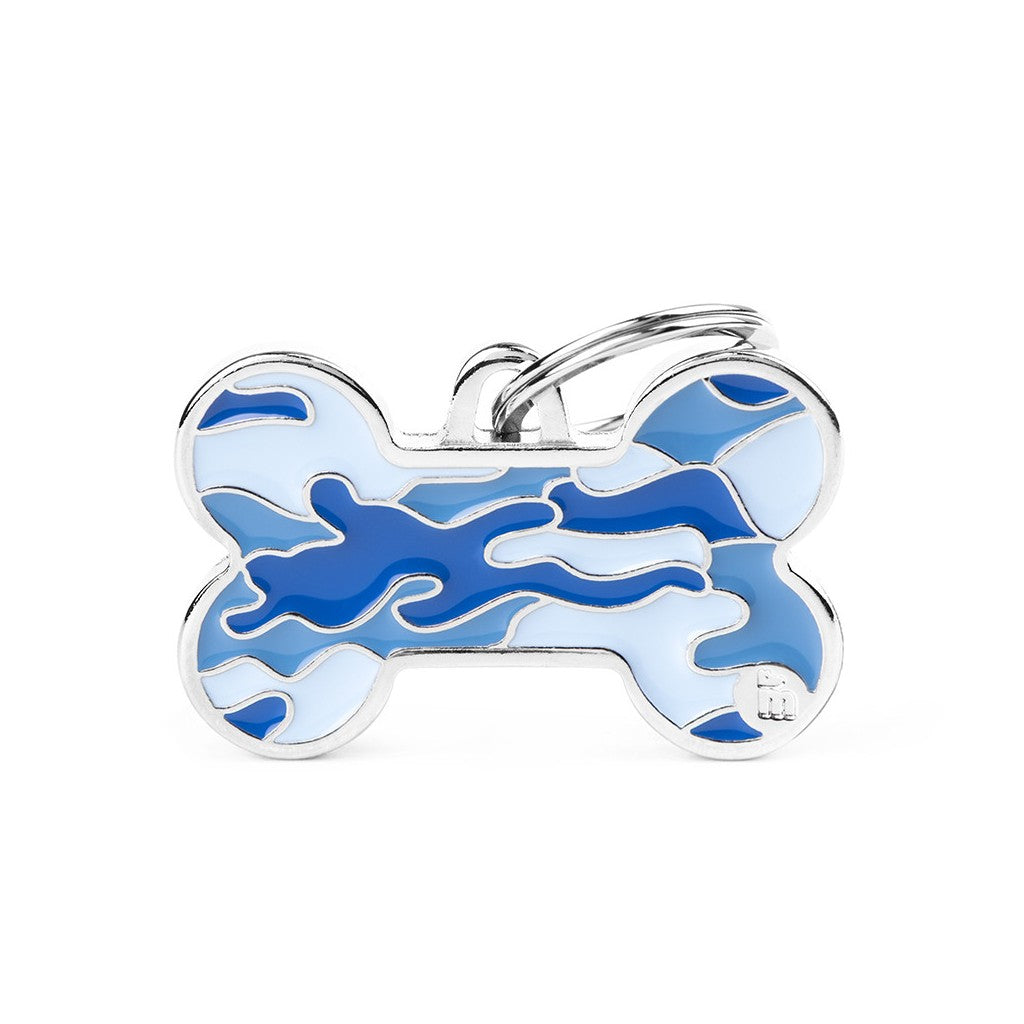My Family Style Bone Camouflage Blue ID Tag