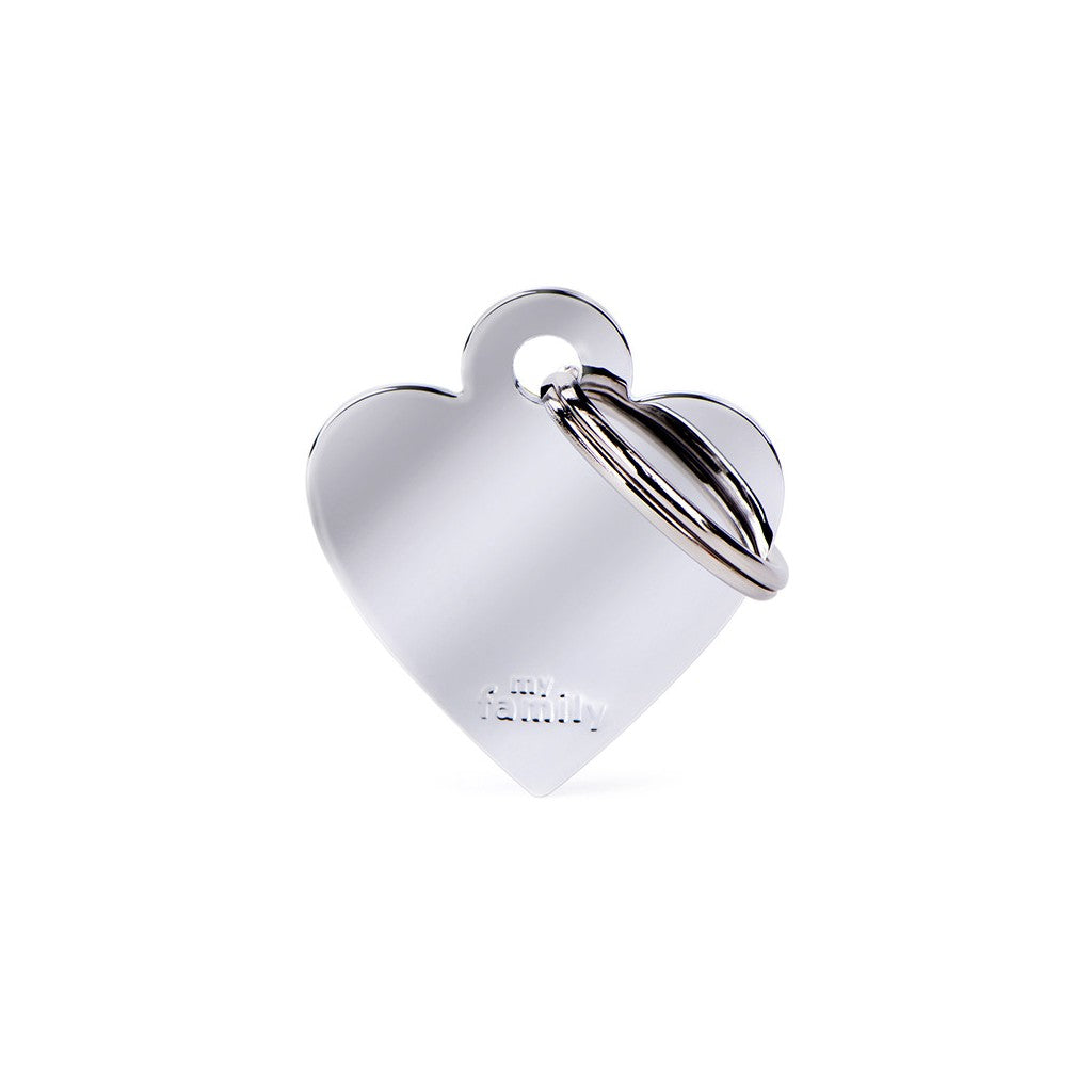 My Family Basic Heart Chrome ID Tag