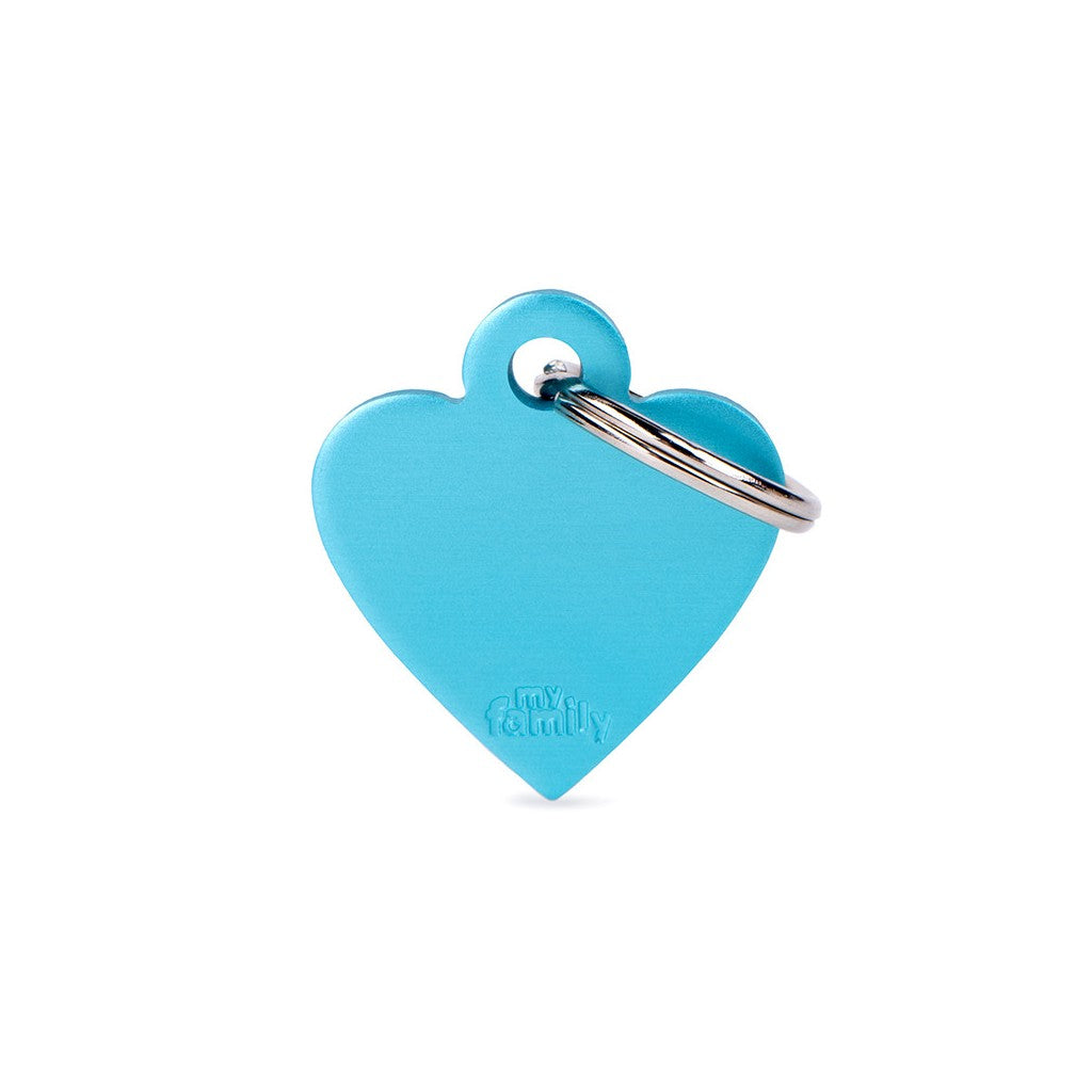 My Family Basic Heart Blue ID Tag