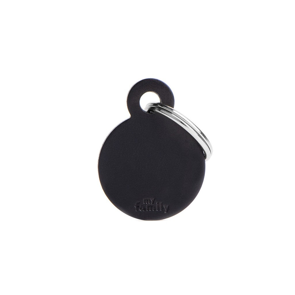 My Family Basic Circle Black ID Tag