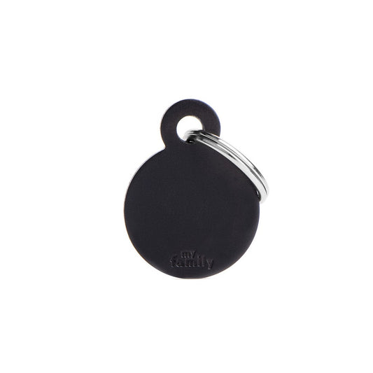 My Family Basic Circle Black ID Tag