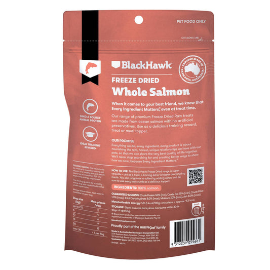 Black Hawk Adult Dog Freeze Dried Treats All Breeds Whole Salmon 45g