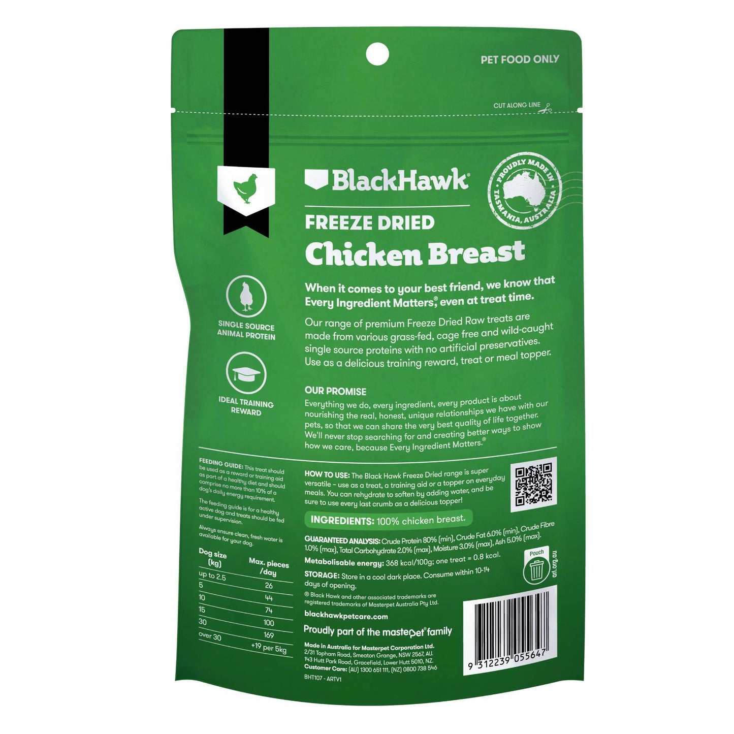 Black Hawk Adult Dog Freeze Dried Treats All Breeds Chicken Breast 45g