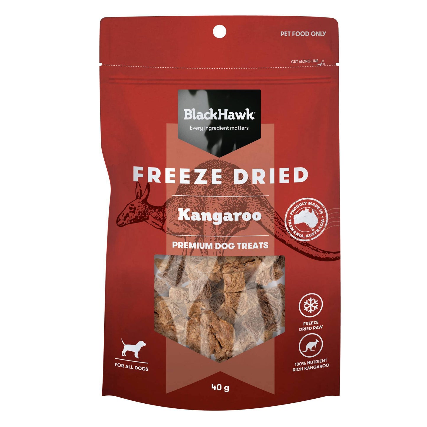 Black Hawk Adult Dog Freeze Dried Treats All Breeds Kangaroo 40g