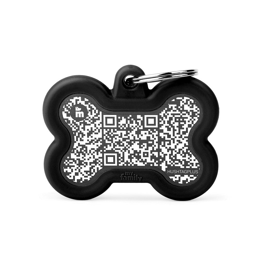 My Family QR Code Hushtag Bone Black and Black