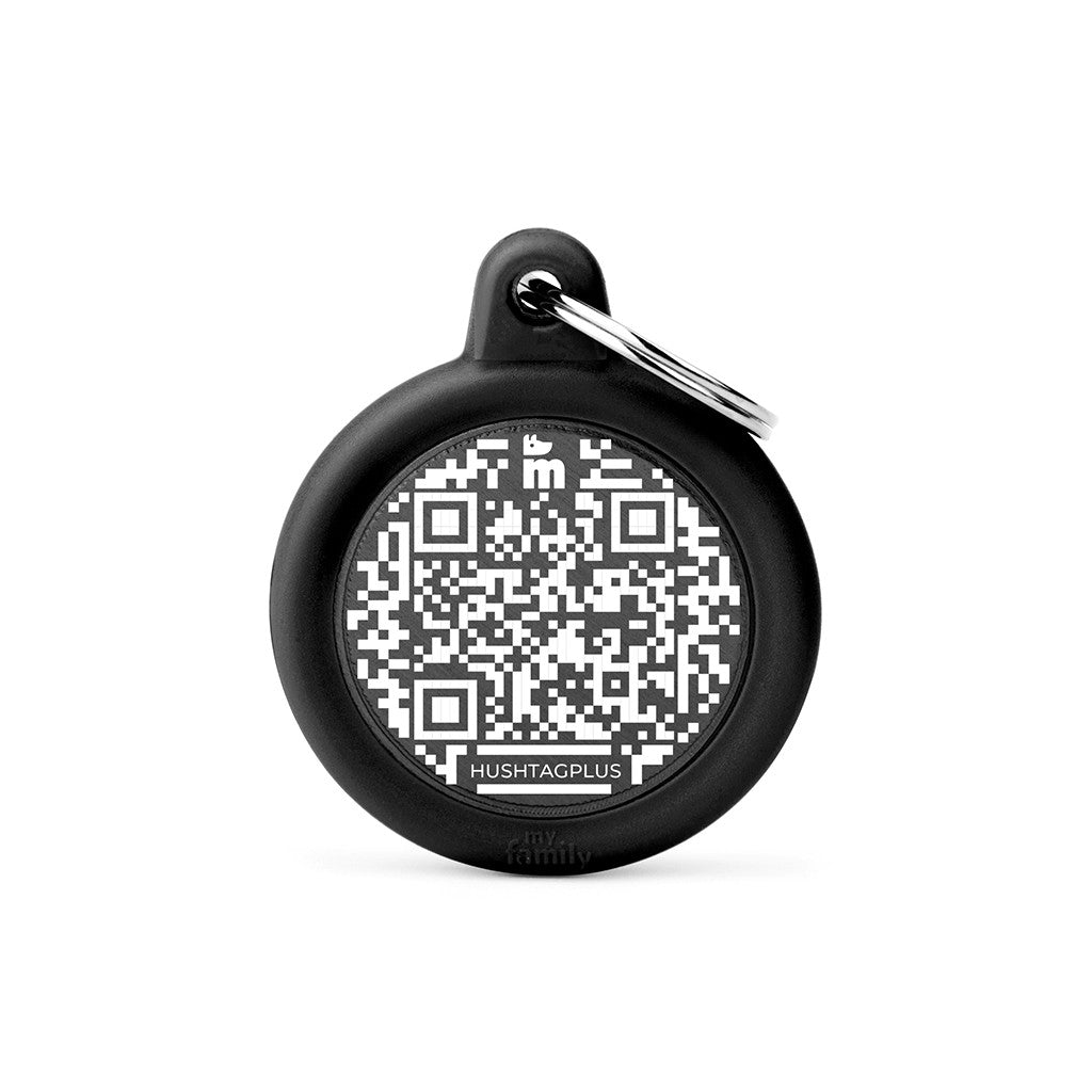 My Family QR Code Hushtag Circle Black and Black