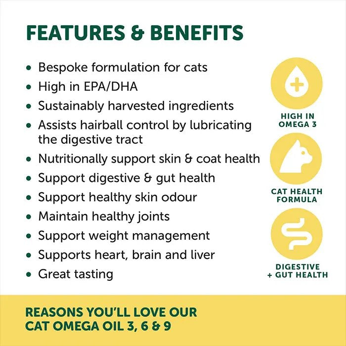 Natural Animal Solutions Omega 3, 6 & 9 Oil for Cats 200ml