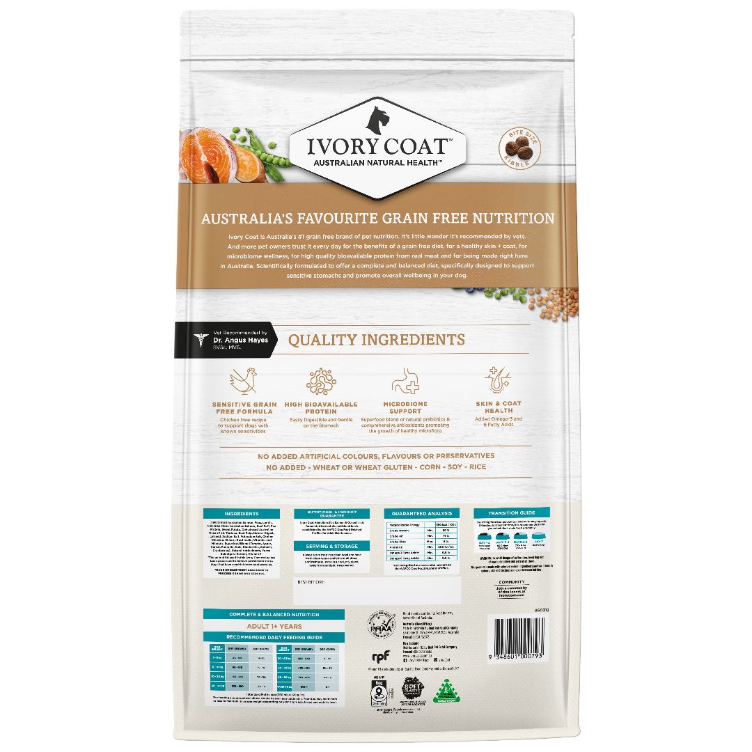 Ivory Coat Grain Free Adult All Breeds Dry Dog Food Salmon & Ocean Fish