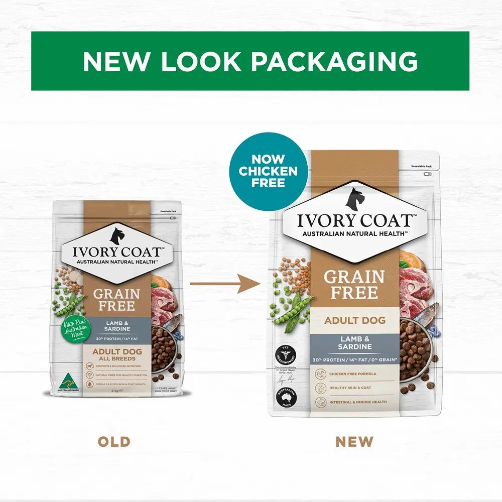 Ivory Coat Grain Free Adult All Breeds Dry Dog Food Lamb & Sardine