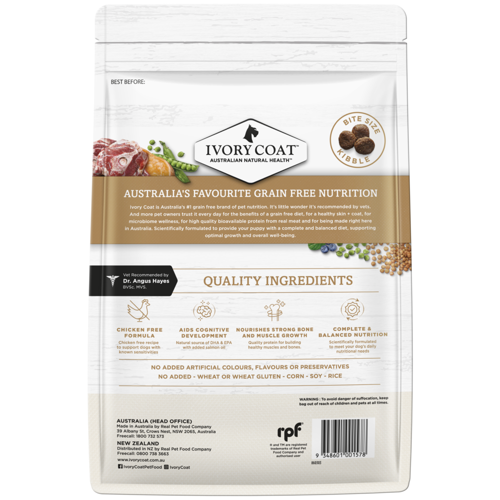 Ivory Coat Grain Free Puppy Large Breed Dry Dog Food Lamb