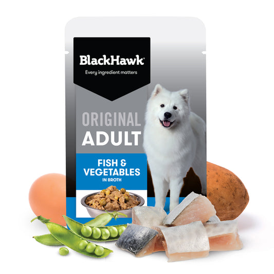 Black Hawk Original Adult Medium to Large Breeds Fish & Vegetables in Broth Wet Dog Food