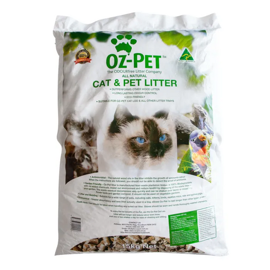 Oz Pet Hard Wood Cat Litter 15kg