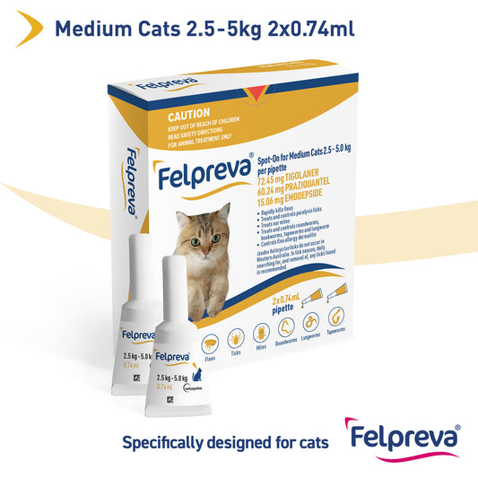 Felpreva Medium Cat Spot On  2.5-5kg 2 Pack