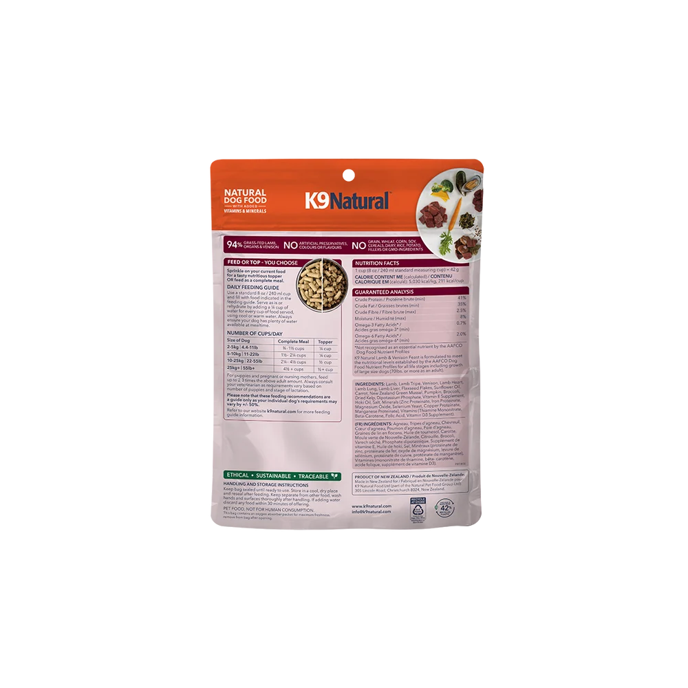 K9 Natural Lamb & Venison Feast Freeze-Dried Dog Food